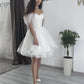 חתונה קצרה מתוקה נוצצת מחתונה של דרזים לאחור על אורך הברך של הכתף לנשים בהתאמה אישית למדדי שמלות כלות