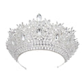 Baroque Wedding Crowns For Pageant Miss Universe Big Crystal Bridal Tiara Crown For Wedding Bride Diadem Hair Jewelry Headdress Blue white zinc plated