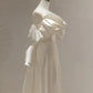 Robe longue de luxe en Satin blanc français pour mariée, tenue de mariage élégante, longue, pour invités de bal, de soirée, de Cocktail, pour femmes