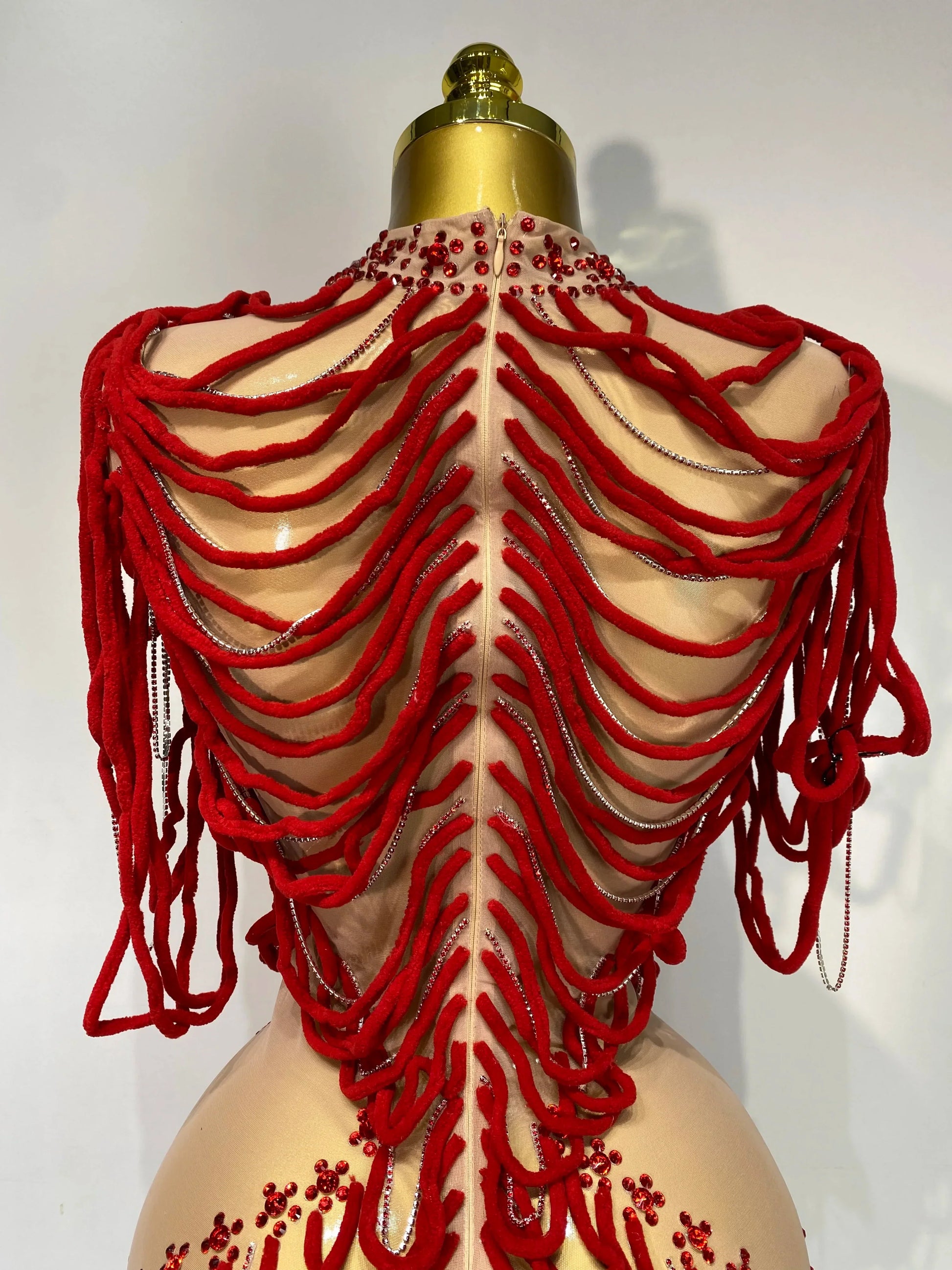 Women Mesh Elastic Sexy Tight Fitting Sparkly Diamond Chain Short Dress Nightclub Luxury Birthday Stage Performance Costumes