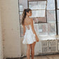 White Sexy Mini Prom Dresses Spaghetti Strap Short فساتين السهرة Elegant Sleeveless Lace-up Back vestidos verano moda