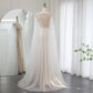Luxus Dubai Weiß Nackt Meerjungfrau Abendkleid mit Umhanghärmen für Frauen Hochzeit arabische Brautpartykleider