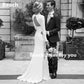 Gaun Perkahwinan Lengan Panjang Mudah Elegant Satin 2020 O-Neck Buka Kembali Gaun Pengantin Mermaid dengan Keretapi Sweep Plus Saiz