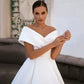 Jiayigong Gorgeous Ball Gown Wedding Dresses Off The Shoulder V Neck Simple Satin Sweep Train Corset Bridal Dress