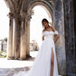 Elegant Off The Shoulder A Line Wedding Dresses Short Sleeves Side Slit Bridal Gown Vestidos Gala Custom Made For Woman