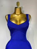 Women Sexy Celebrity Elegant Blue Bodycon Stretch Bandage Dress Nightclub Party Dress Luxury Birthday Vestidos
