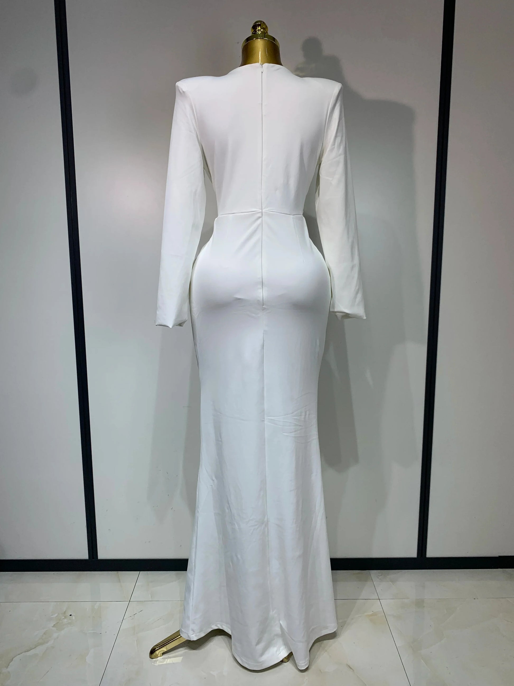 Women Long Sleeve Deep V-Neck Bodycon Long Dress Elegant Evening Party Club Celebrate Cocktail Outfit Luxuru Birthday Dress