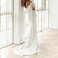 Satin putih mewah dari bahu lengan panjang perkahwinan duyung duyung trailing untuk wanita pengantin perempuan elegan panjang vestido