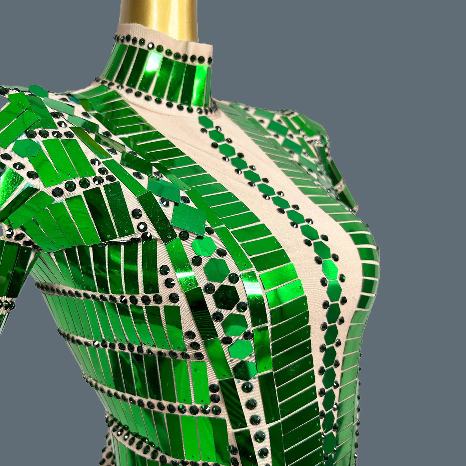 Mirrors Sequins Party Mini Spandex Mini Dress for Women Club Stage Dance Wear Party Celebrate Dress Dancer Show Lianghuanghuang