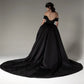 Luxury Black Off Shoulder Ball Gown Prom Dress Heart Shaped Neckline فستان حفلات الزفاف Sexy Side High Split Wedding Dress