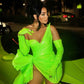 Glossy Green Leather Short Prom Dresses without Gloves Sexy Mini Length Ruffled Leather Formal Party Dress Event Gown Custom