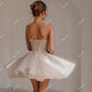 Gliter pendek gaun prom garis spaghetti tali renda pakaian malam wanita gaun gaun koktel formales vestidos