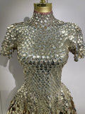 Luxury Shiny Shell Sequins Bodysuit Dress Women Sexy Nightclub Dance Performance Clothing Birthday party Dresses