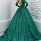 Bling Prom Dresses Sequined Glitters Full Sleeves with Belt Backless Ball Gowns Formal Party Women Special Occasion Gowns