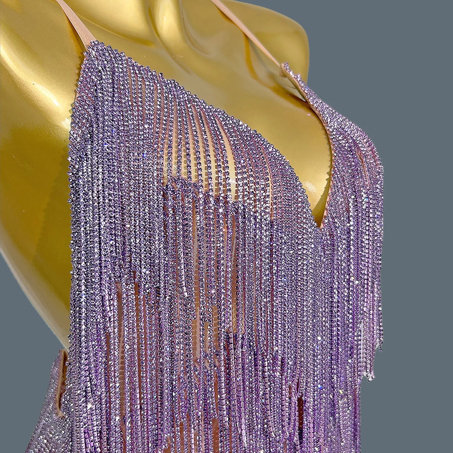 Swing Tassel Crystals Sexy Backless Dress for Women Club Show Dance Dress Birthday Party Deep V Neck Dress Luxury Chic Tiaoyuan