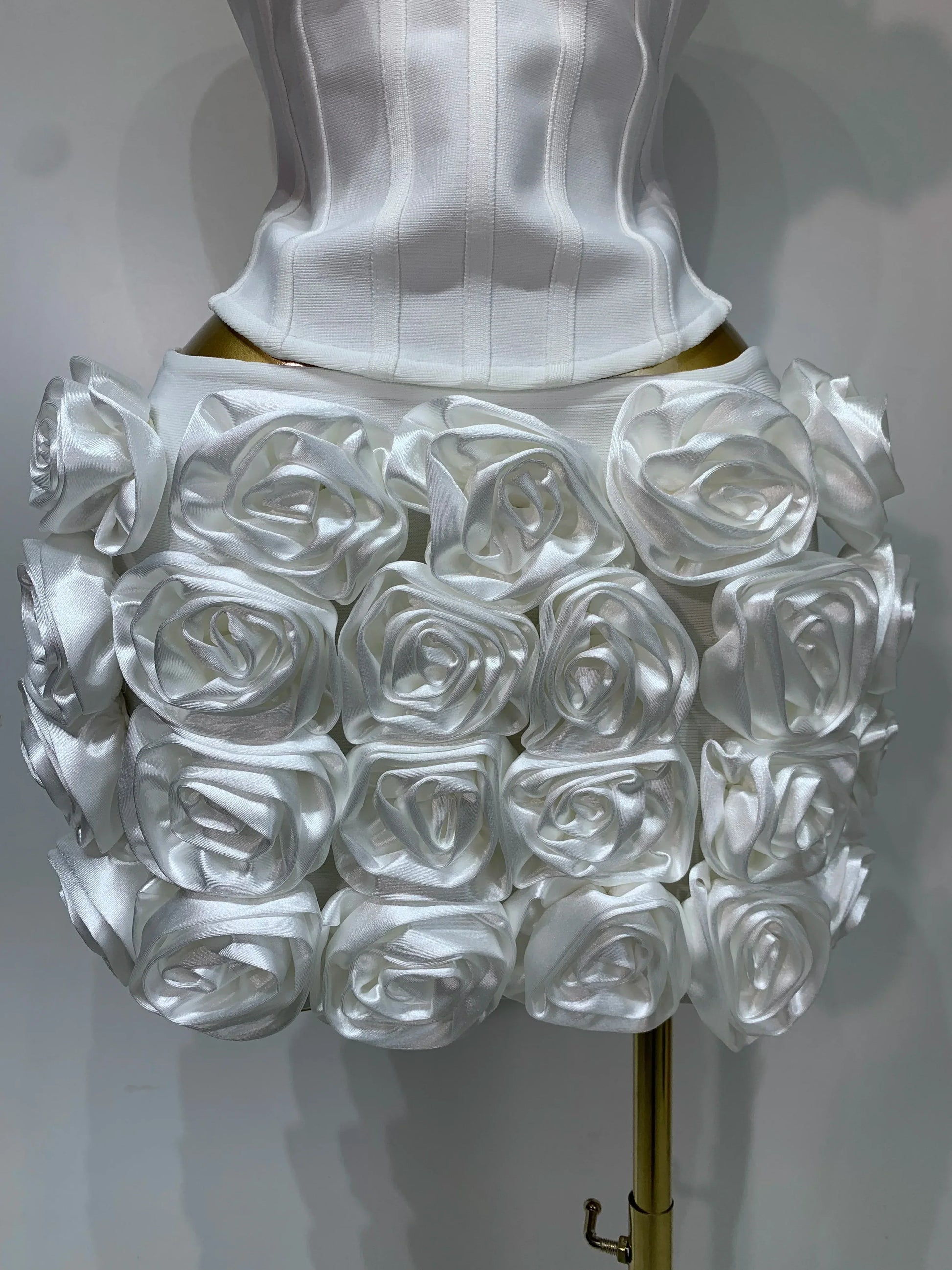 Women Sexy Backless Sleeveless 3D Flower Strapless Two Piece Set Celebirty Elegant Evening Club Party Luxury Birthday Gown