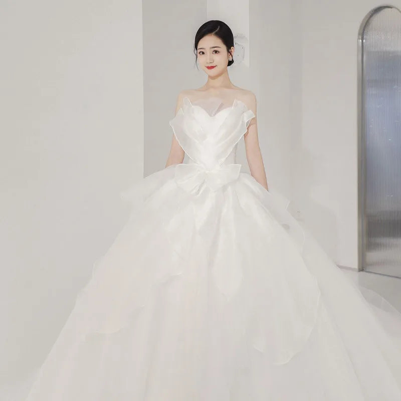 Abiti da sposa bianchi di lusso francese per donne da sposa elegante sexy senza spalline lunghe abiti da ballo da ballo fata Vestidos