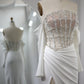 Luxury Dubai Mermaid White Evening Dress Sexy Scalloped High Slit Prom Dresses for Women Wedding Party