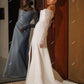 Elegant Mermaid Wedding Dresses Off Shoulder Lace Sleeves Brides Party Gowns High Side Slit Long Evening Dress for Bridals