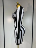 WomenLuxury Sexy Long Sleeve Stripe Black White Mini Bandage Dress Knitted Celebrity Elegant Evening Club Birthday Dresses