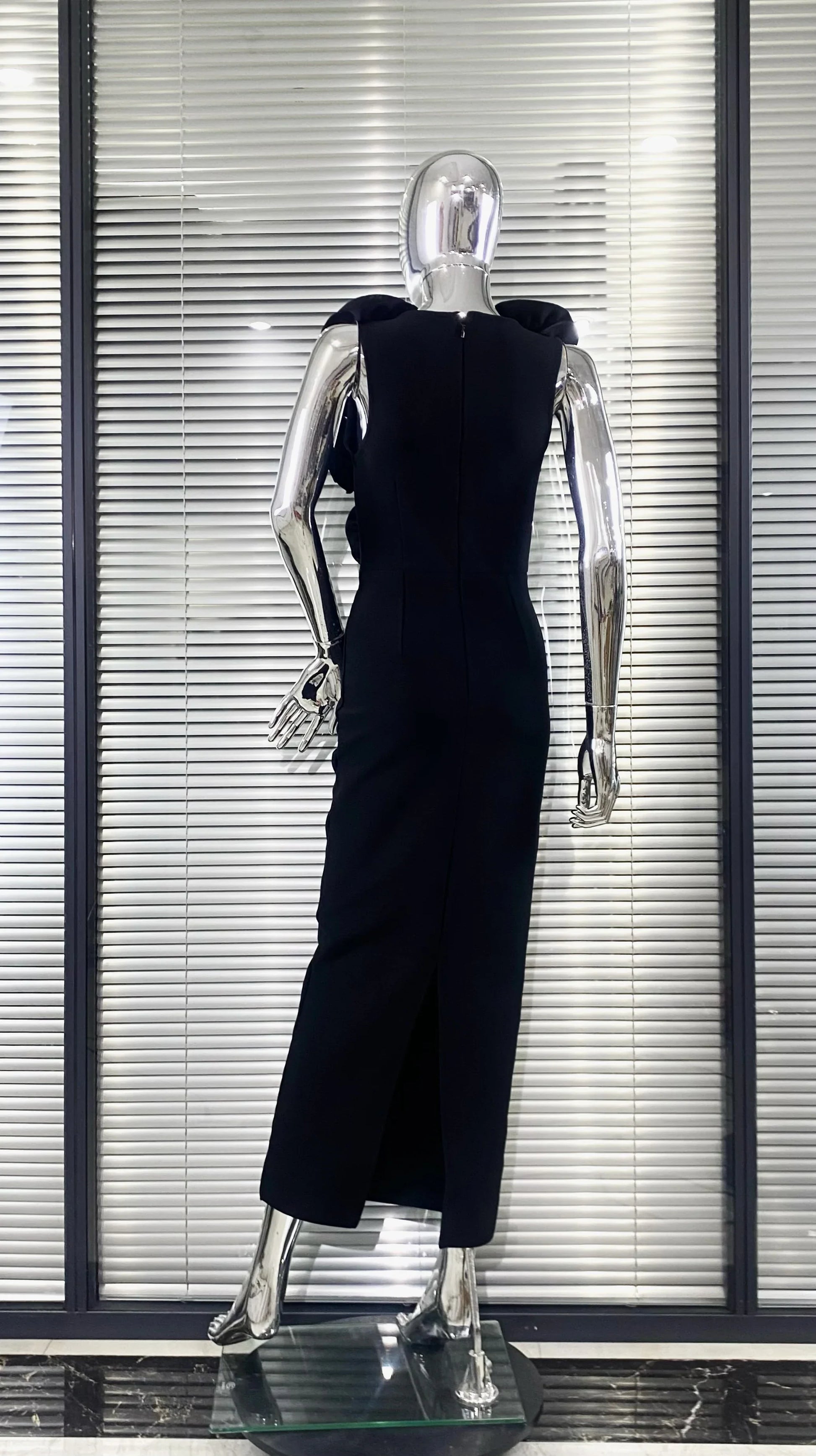 Red And Black Sexy Plow Cut Package Hip Floor Length Dress Graceful Woman Party Dress Cocktail Party Outfit