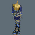 Spandex Bodycon Evening Gown Printing Tassel Long Dress Birthday Celebrate Party Queen Outfit Festival Event Couture Chengbao