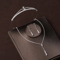 Luxury Silver Color Crystal Water Drop Bridal Jewelry Sets Rhinestone Tiaras Crown Necklace Earrings Wedding Dubai Jewelry Set TS-0242-A-XL-0009-A Tiaras