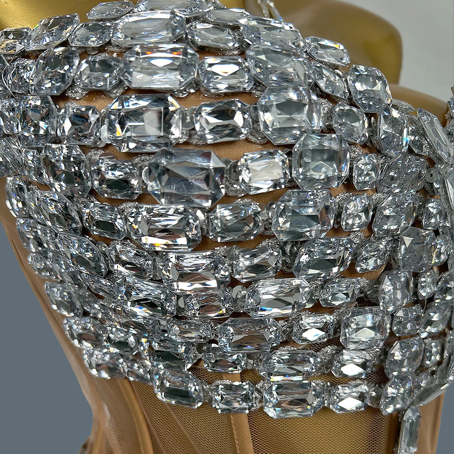 Luxurious Diamond Cocktail Dress 2-Piece Set Nightclub Prom Gown Sexy Girls Short Prom Dress Birthday Party Mini Dress Zhuantou