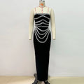 Black Strapless Long Dress Diamonds Embellished Bodycon Bandage Prom Celebrity Party Evening Gowns Dropshipping black