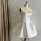 Pakaian Pesta Perkahwinan Mini A-Line Lengan Tanpa Bunga 3D Bunga Mutiara Pengantin Gaun Stain Vestidos de Novia 2024 BODA