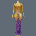 Sparkly Rhinestone Sexy Long Strap Dress High-end Evening Dress for Women Birthday Celebrate Party Chic Dresses Qiancaifanghua AS PHOTO