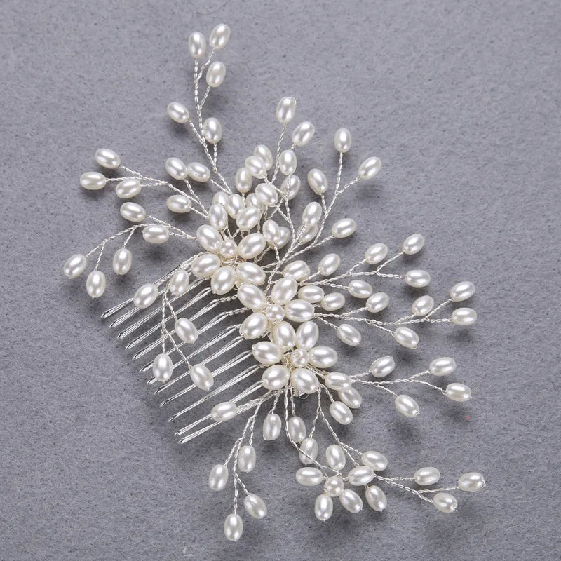 3pcs/set Pearl Wedding Hair Combs Headpieces Elegant Bridal Tiaras Side Combs Hair Clips Bride Hairpins Prom Bridal Hair Pieces