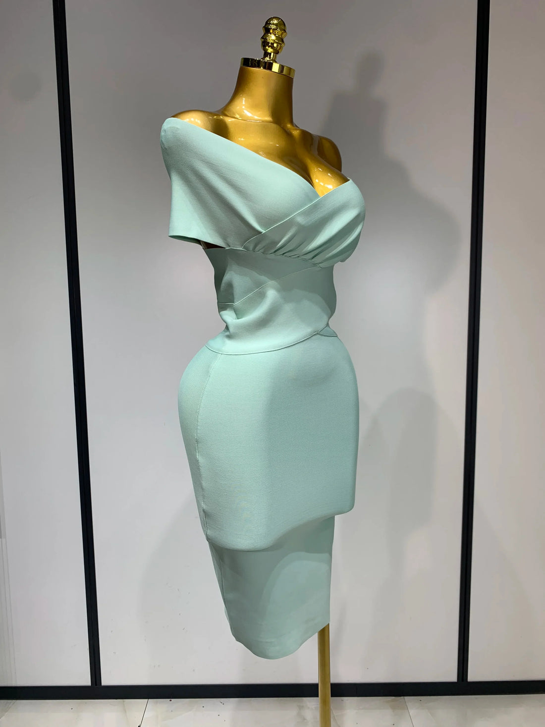 Women Bodycon Sexy Off The Shoulder Bandage Dress Club Dress Midi Celebrity Elegant Party Luxury Birthday Dress Mint