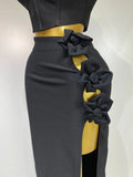 Summer Women Sexy Flower Black Red Bandage Two Piece Set Celebrity Evening Party Skirt Suits Luxury Birthday Outfit