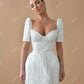 Glitter Short Wedding Party Dresses Short Sleeves Sequins Bride Dress after Wedding Formal Evening Dresses for Women gala