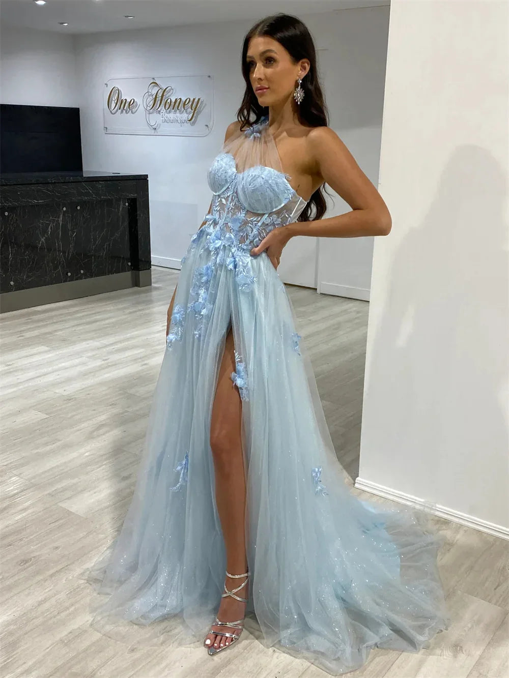 Prom Party Cocktail Evening Dresses Ball Gowns Woman's Evening Dress Gown Elegant Party Dresses for Women Formal Customized SKY BLUE