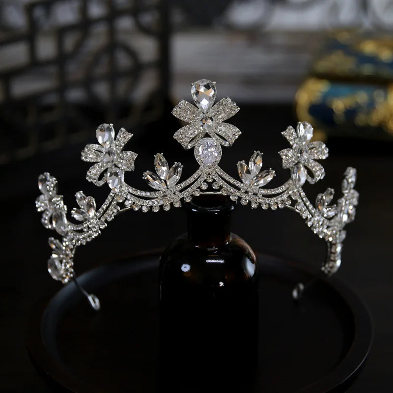 Crystal Crowns For Queen Wedding Hair Accessories Princess Bridal Tiara Crown For Women Pageant 15 Years Party Prom Headdress Blue Zinc Plated