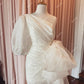 Kurze Meerjungfrau Hochzeitsfeier Kleider ein Schulterfalten Brautkleider mit Bogenabendkleidern Vestido de Noiva Casamento