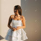 Pakaian Parti Perkahwinan Mini Gaun Pengantin pendek kristal tanpa lengan dengan gaun prom noda bertingkat yang ruched untuk wanita yang dipesan lebih dahulu