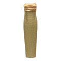 Strapless Luxurious Gold Pearls Details Women's Long Dress Beaded Elegant Slim Bodycon Evening Party Birthday Dress Vestidos Gold