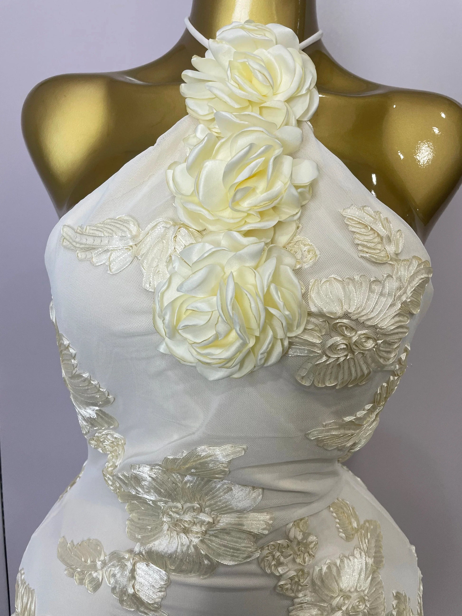 Sexy Halter High Waist Slim Embroidery Floral Long Dress Women Celebrate Evening Party Prom Fashion Cocktail Outfit