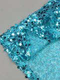 Opulent Cyan Cross Straps Sequin Crystal Detailing Dress for Fashion Galas Party Evening Gown