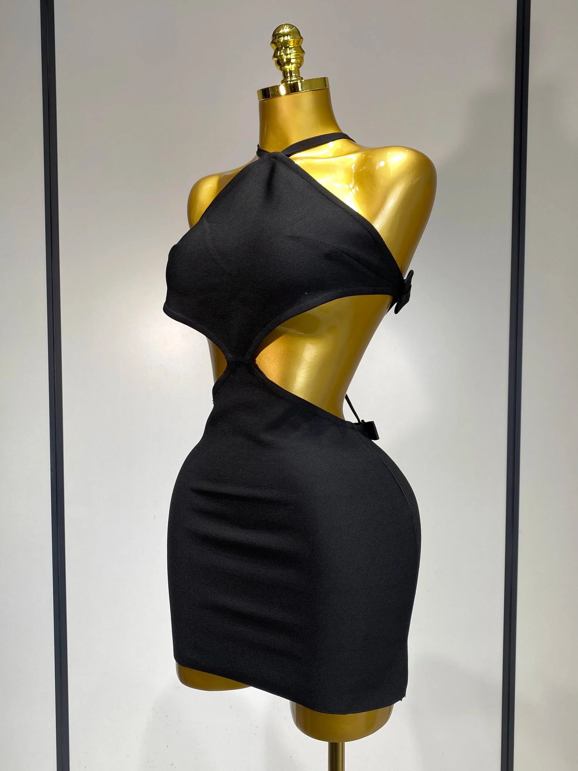 Women Sexy Backless Black Cut Out Bow Tie Bodycon Bandage Dress Celebirty Elegant Evening Party Luxury Birthday Dresses