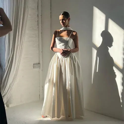 Generous A-Line Wedding Dresses Spaghetti Straps Ruched Evening Dress for Women Long Bridals Party Gowns Bespoke picture color