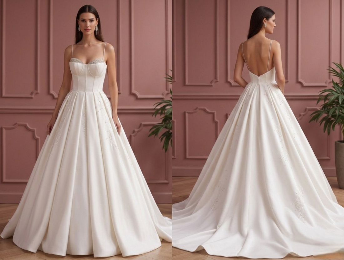 Satin Ballgown with a Crystal-Embellished Corset Bodice