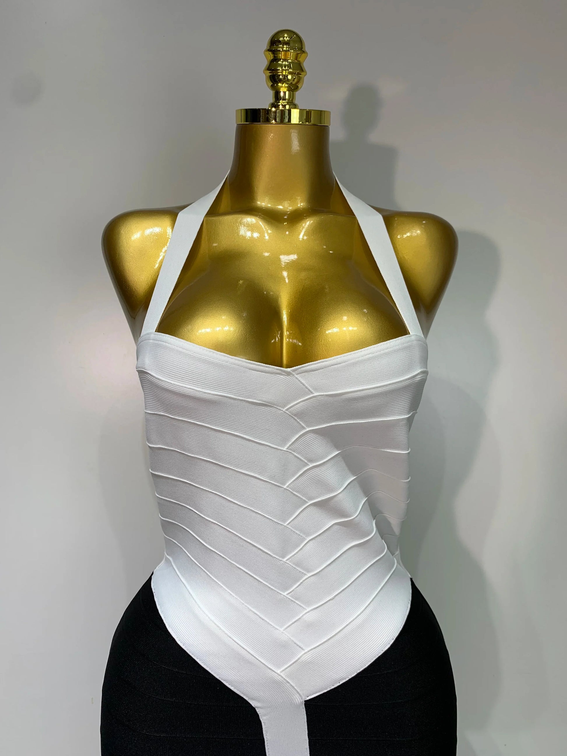 Women Sexy Halter Whiter Black Patchwork Bodycon Bandage Dress Celebrity Elegant Evening Party Club Luxury Birthday Dresses