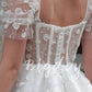 Vestido de noiva curto elegante Mulheres brancas de laca de renda de renda de renda curta vestido de noiva curto vestido de noiva Tulle vestidos de noiva