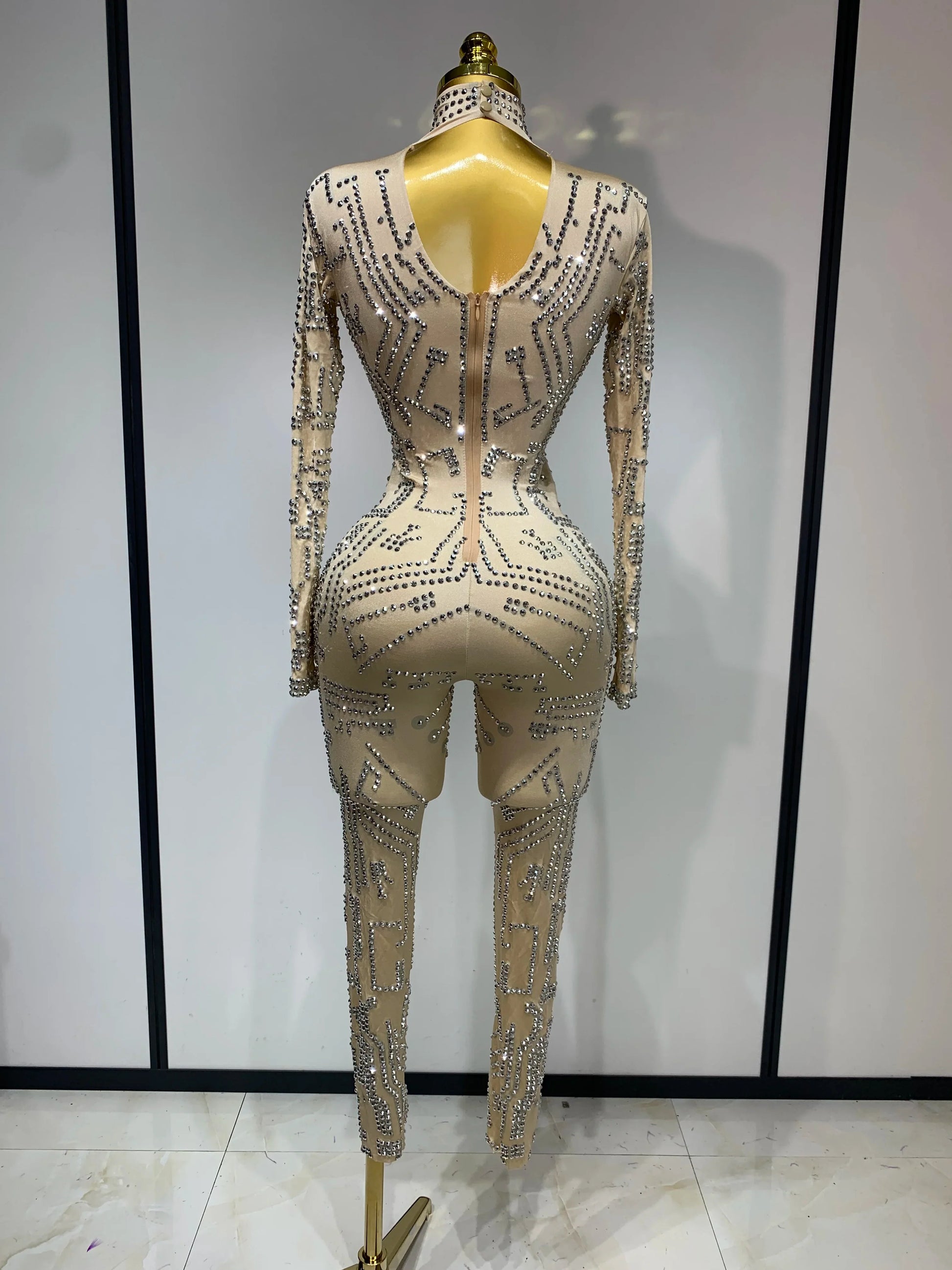 Shining Rhinestones Jumpsuits for Women Sexy Stretch Dance Jumpsuit Birthday Party Nightclub Stage Wear Drag Queen Costumes
