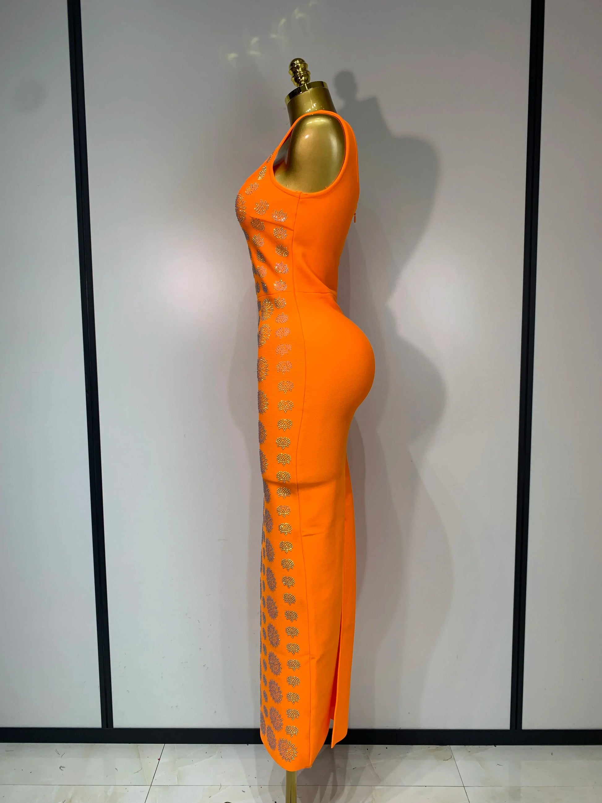 Sparkling Diamonds Sleeveless Strech Bandage Dress Elegant Woman Evening Party Wedding Guest Luxury Birthday Dress