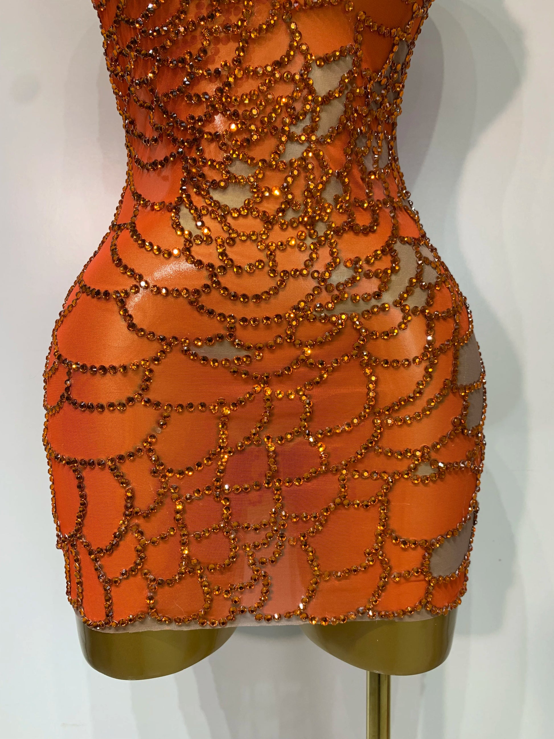 Women Sexy Mesh See Through One Shoulder Rhinestones Stage Costume Singer Nightclub Evening Party Luxury Birthday Mini Dresses